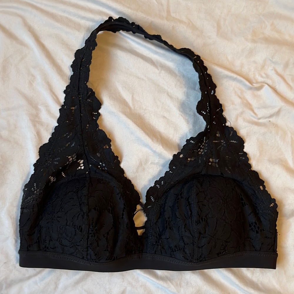 Aerie black bralette with lace, size medium.